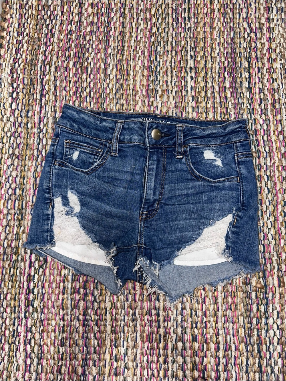 Distressed Dark Blue Denim Women's Shorts